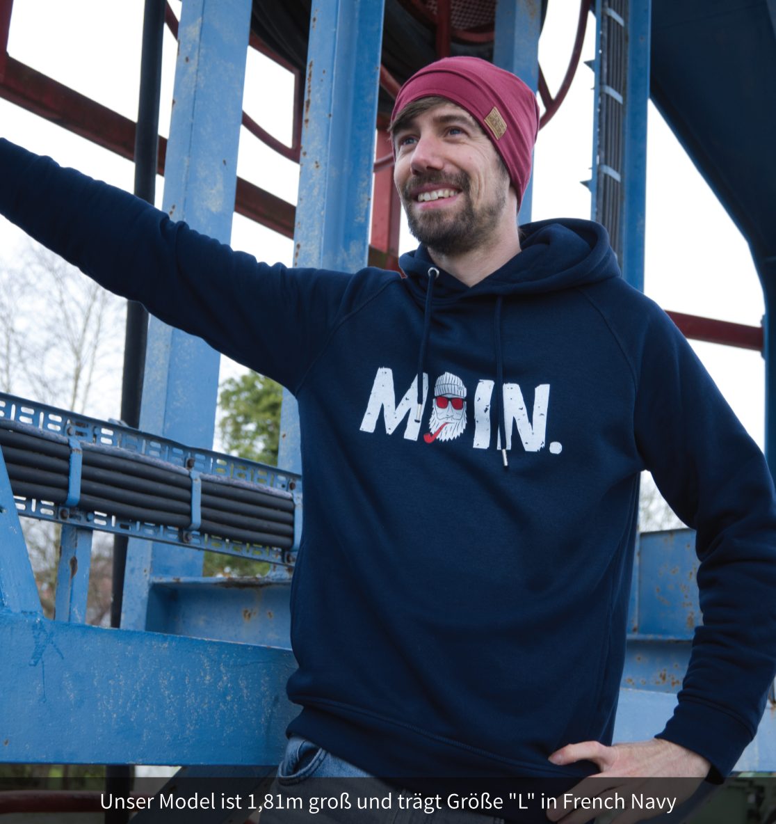 #MOIN. (rot) | Unisex Bio Hoodie in french navy